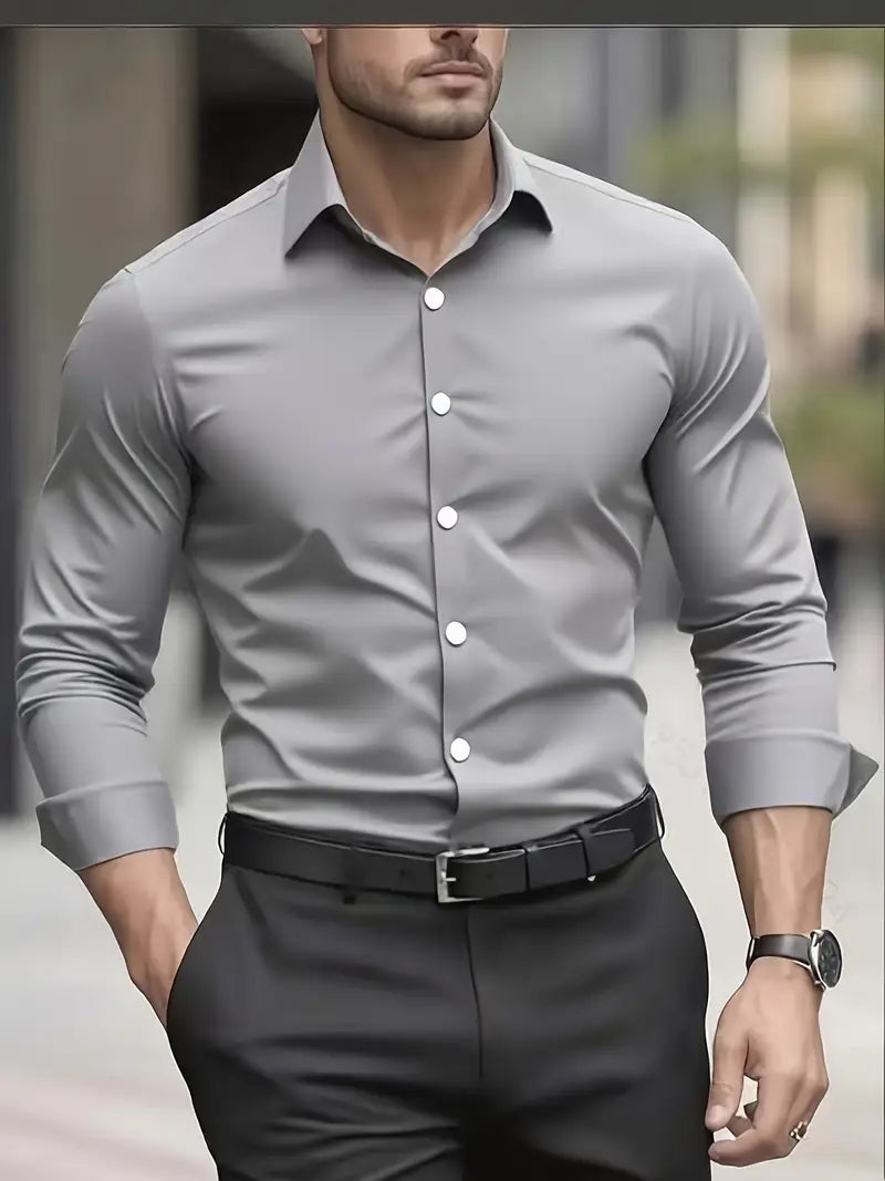 Casual heren overhemd met lange mouwen, ademend. Comfortabel en stijlvol voor ontspannen dagen.