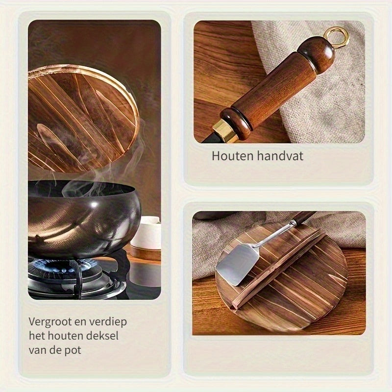 ChefMaster gietijzeren pan met deksel, nieuw en duurzaam kookgerei voor braden, bakken en stoven.