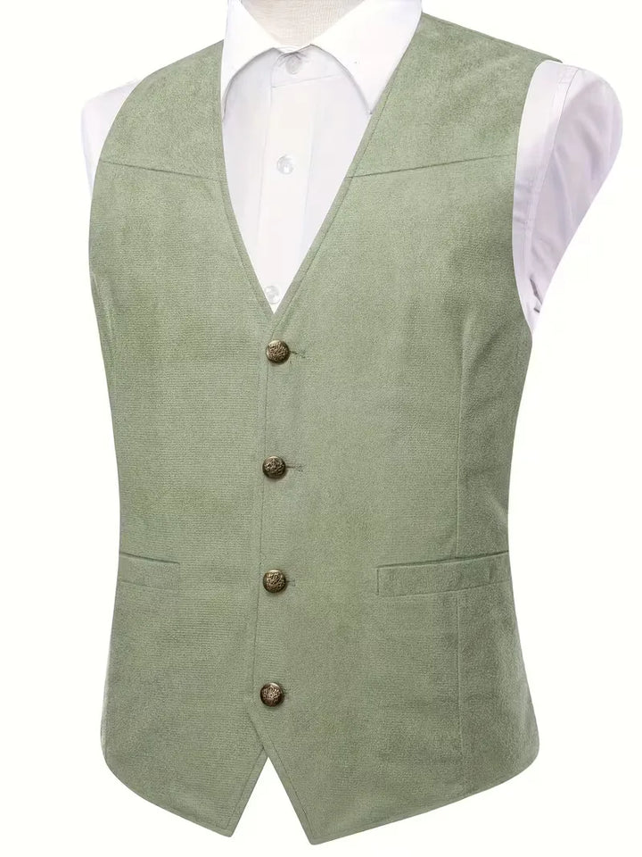 Stijlvol heren gilet, V-hals en knopen, ideaal voor een sophisticated look.