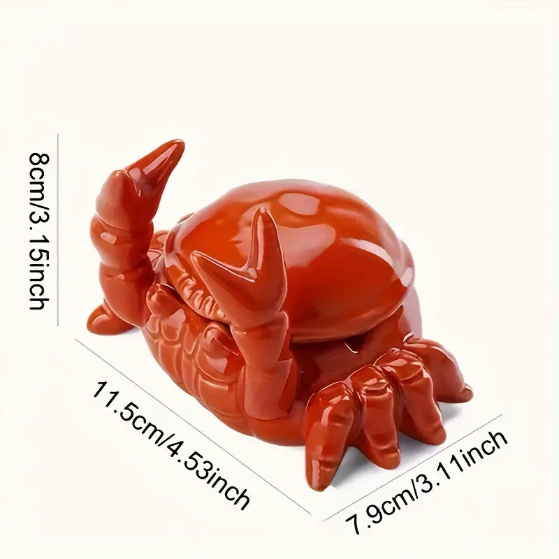Gedetailleerde keramische krab asbak, kunstzinnig rookaccessoire. Perfect als uniek cadeau.