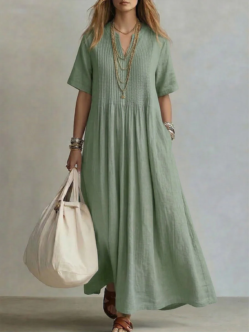 Comfortabele losvallende zomerjurk voor dames; ideaal als strandjurk of dagelijkse outfit.