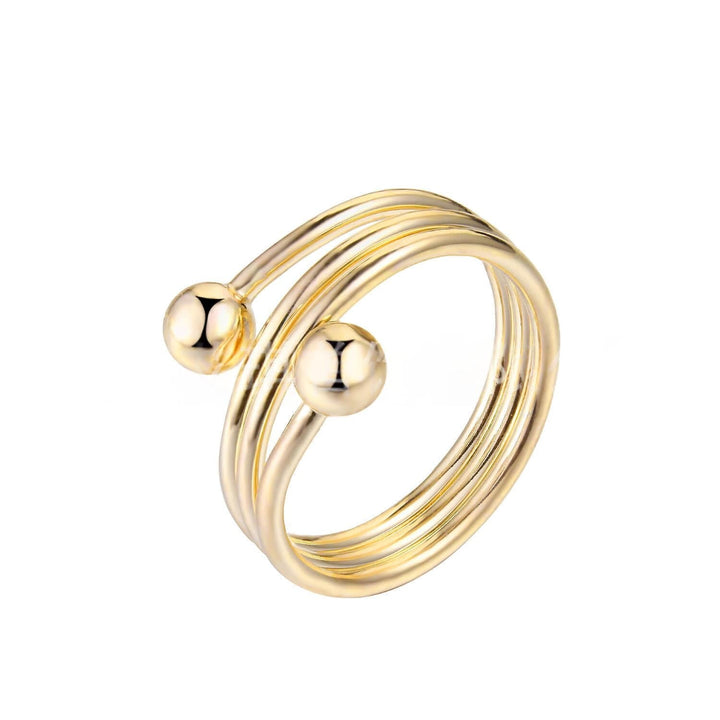 Luxe bolvormige koperen ring, verstelbaar voor dames. Een elegant sieraad dat comfort en stijl combineert.
