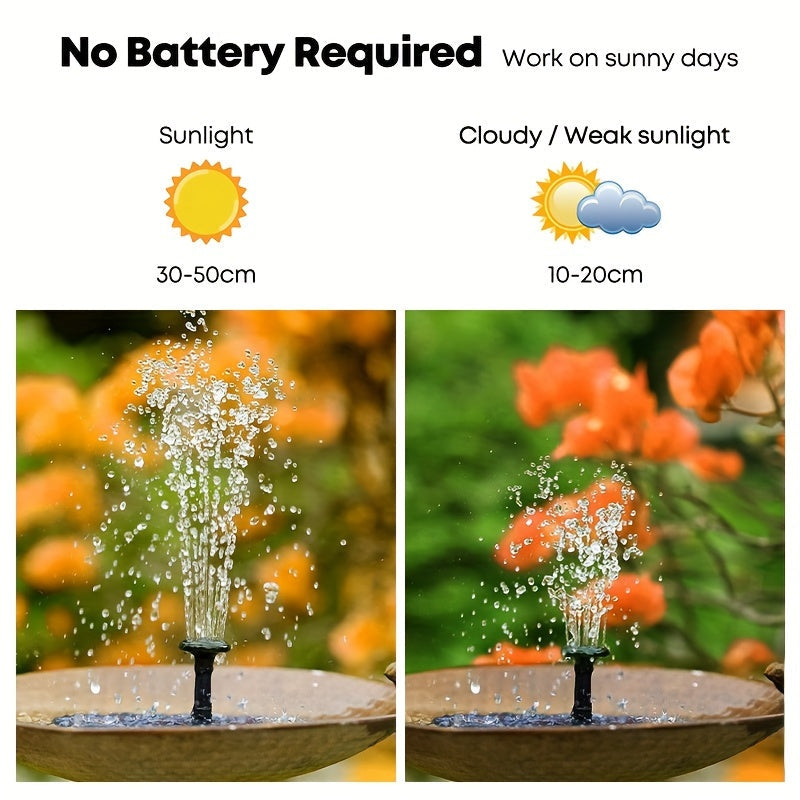 Sfeervolle zonne-energie vijverpomp, perfect als duurzaam waterornament en tuinaccessoire.