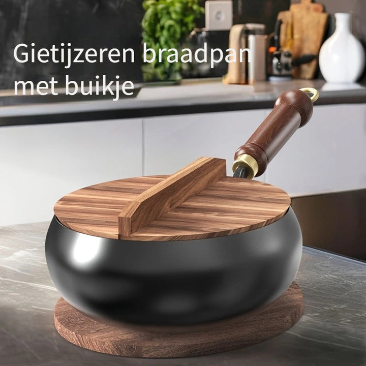 ChefMaster gietijzeren stoofpan met deksel, voor langzaam garen en heerlijke, malse gerechten.