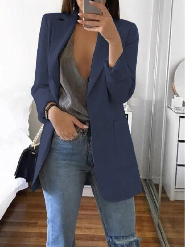 Casual slim-fit damesblazer, trendy en elegant. Veelzijdig effen vest voor dagelijks gebruik of speciale momenten.