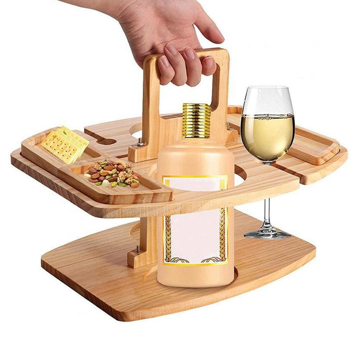 Opvouwbare houten picknicktafel, perfect voor buiten. Compact dienblad, ideaal cadeau voor camping of terras.