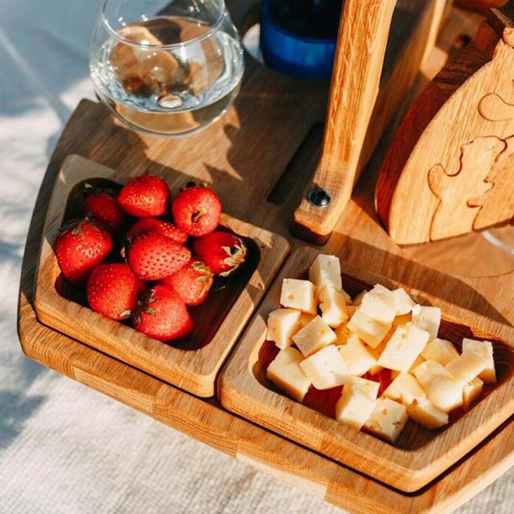 Compacte draagbare houten picknicktafel voor tuin en terras. Geniet overal buiten van gemak. Ook voor camping of cadeau.