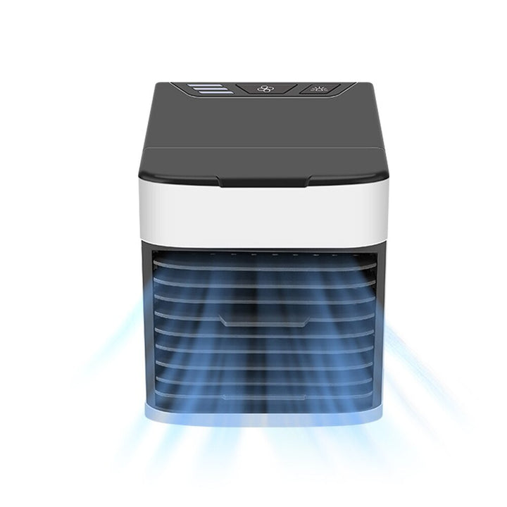 Compacte draagbare luchtkoeler met sfeervolle LED verlichting, USB-aangedreven voor frisse lucht.