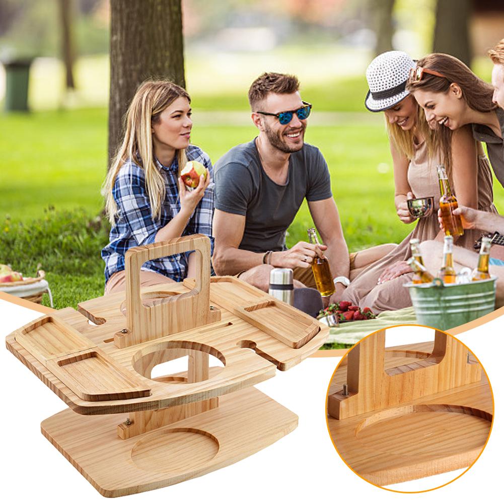 Duurzame houten outdoor picknicktafel, draagbaar en opvouwbaar. Perfect voor buiten, picknicks, tuin en camping avonturen.