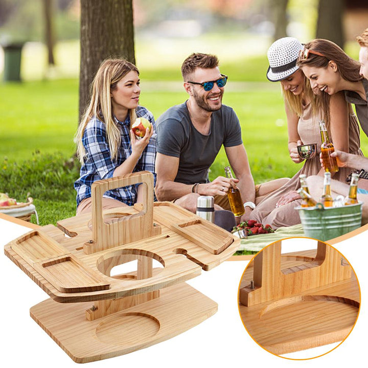 Duurzame houten outdoor picknicktafel, draagbaar en opvouwbaar. Perfect voor buiten, picknicks, tuin en camping avonturen.