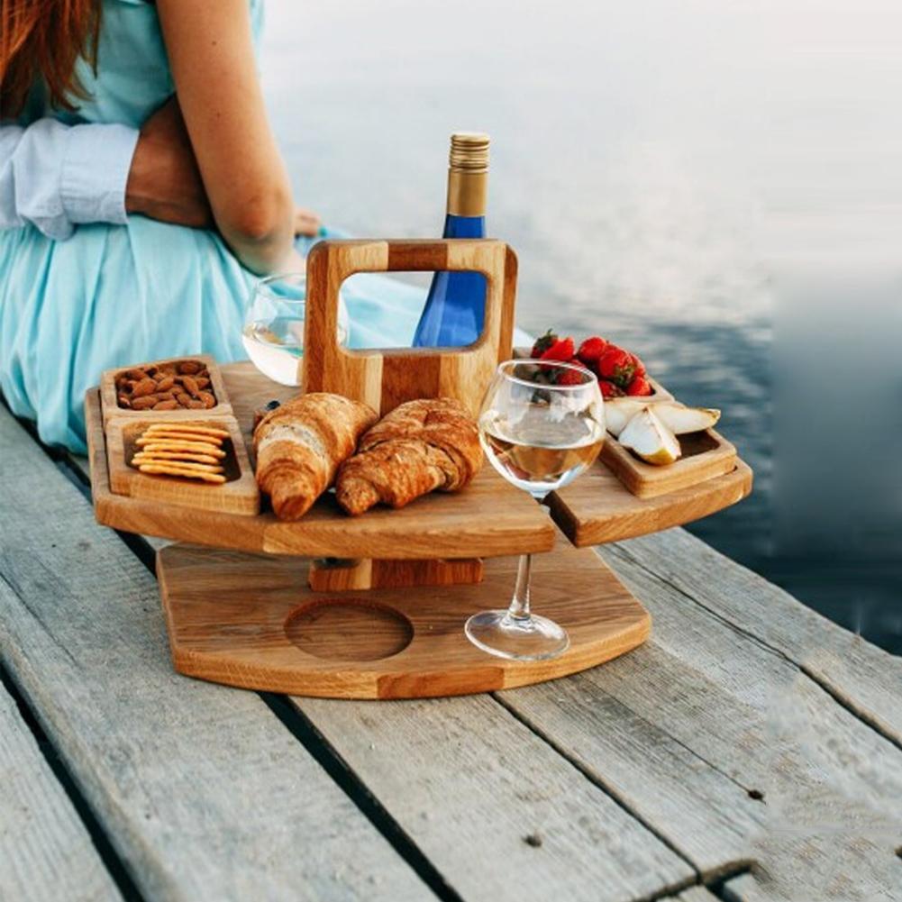 Robuuste draagbare houten picknicktafel, perfect voor buitenactiviteiten, camping, tuin en terras. Eenvoudig mee te nemen.