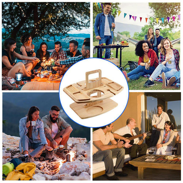 Uniek cadeau: draagbare houten picknicktafel. Praktisch accessoire voor buiten, picknick, camping, tuin of terras. Opvouwbaar.