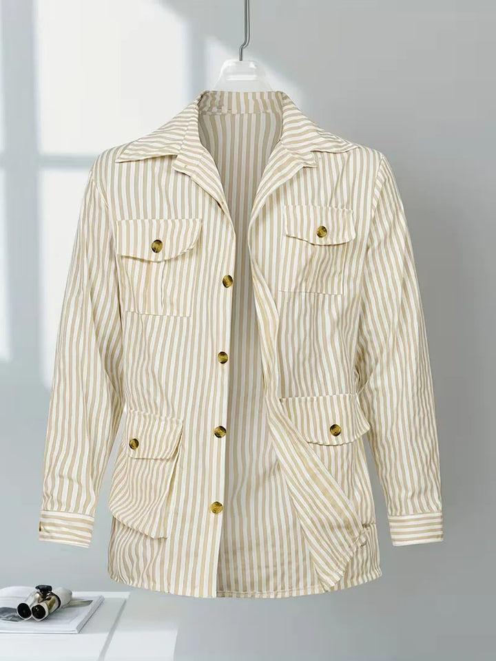 Gestreept slim fit overhemd voor mannen, lange mouwen, comfortabel en dagelijks.