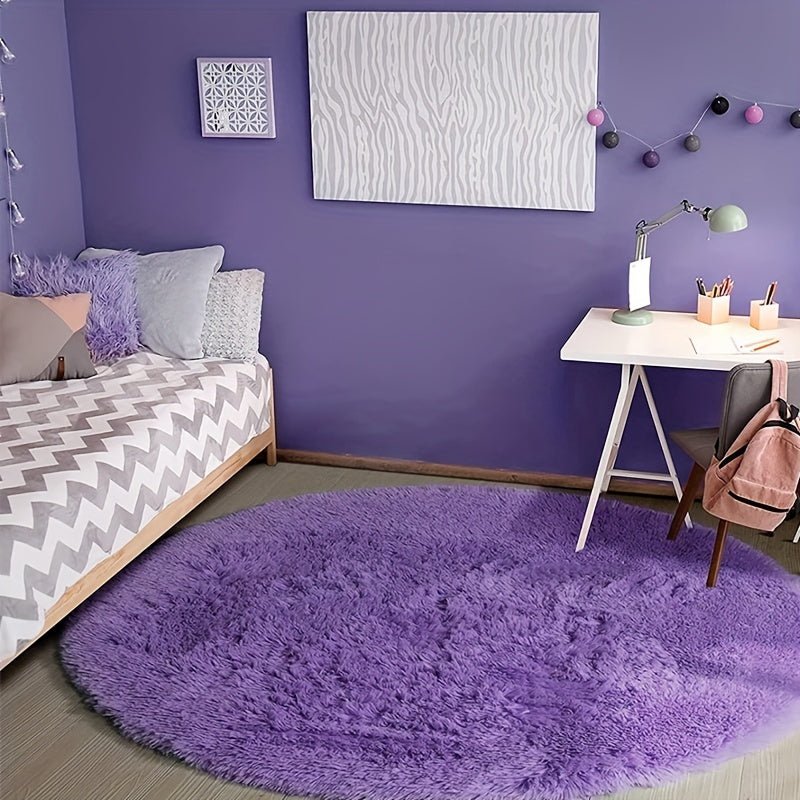 Elegant rond fluffy tapijt Clouda, verrijkt slaapkamer of woonkamer decoratie prachtig.