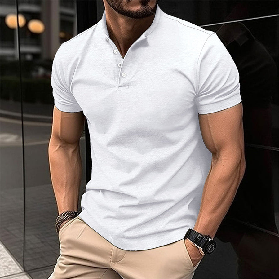 Comfortabele witte heren casual polo shirt met knoopsluiting en korte mouwen, ideaal voor lente.