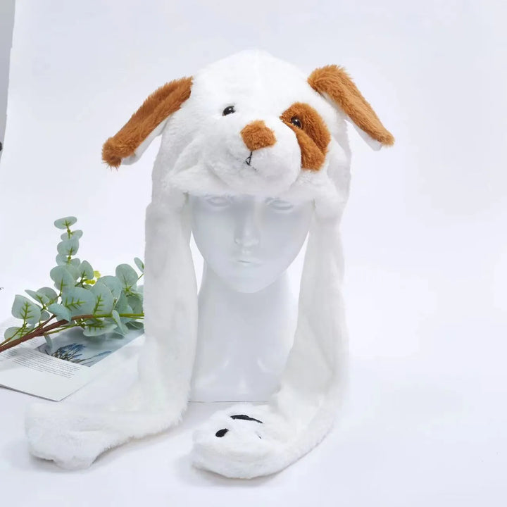 Schattige konijnenmuts met bewegende oren, perfect als cadeau voor kinderen of tieners.