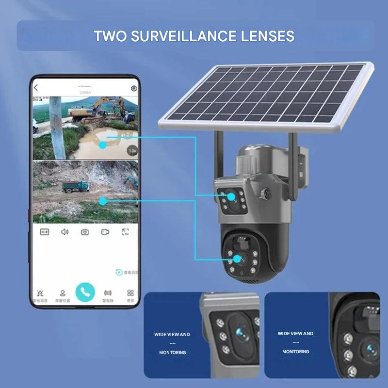 Draadloze 4K zonnepaneel camera met Wifi/4G, bewegingsdetectie en nachtzicht voor optimale buitenbeveiliging.