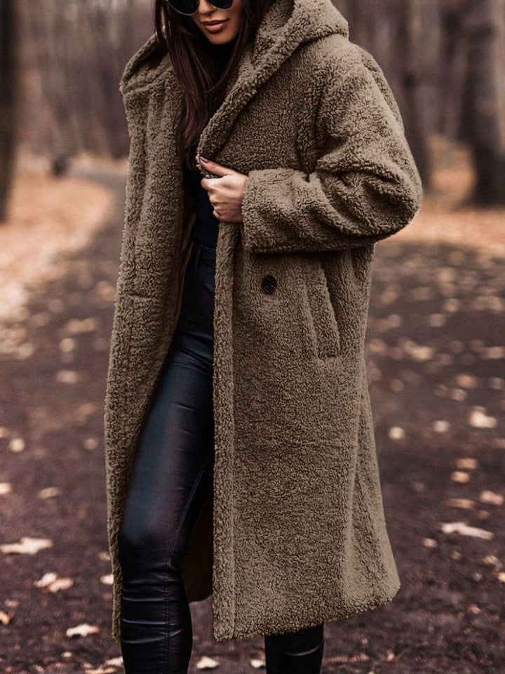 Warme dames teddyjas met oversized model. Zacht materiaal voor koude herfstdagen.