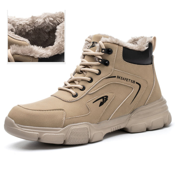 Moderne sportieve ProGuard veiligheidsschoenen met stalen neus; robuuste anti-slip zool en beschermend design.