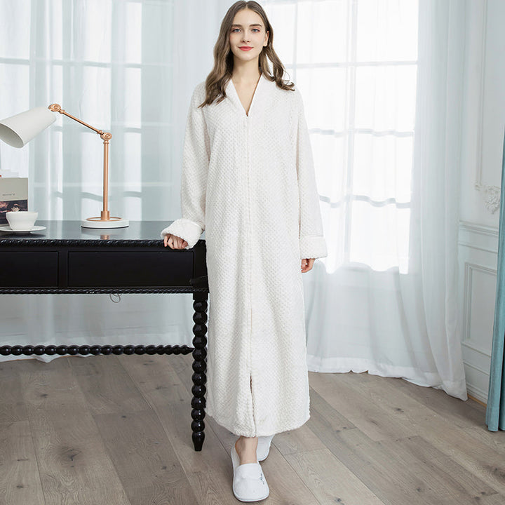 Ideale winter badjas voor dames: extra lang, flanel, thermisch en zeer comfortabel.