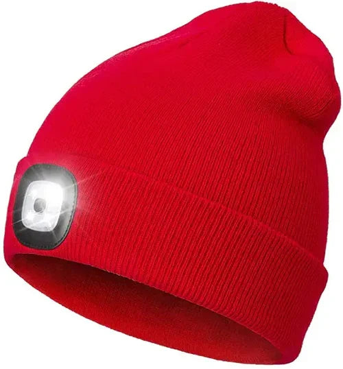 Robin warme LED beanie met licht; essentiële wintermuts voor verhoogde zichtbaarheid tijdens wandelingen.