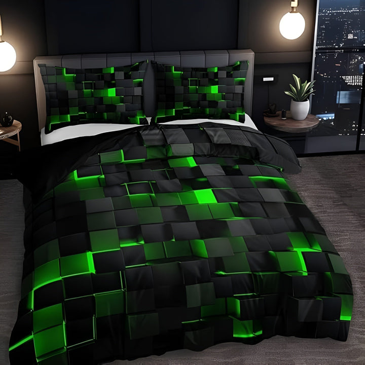 Tweepersoonsbed met fris wit katoenen bedovertrek, creëert een serene sfeer in de moderne slaapkamer.