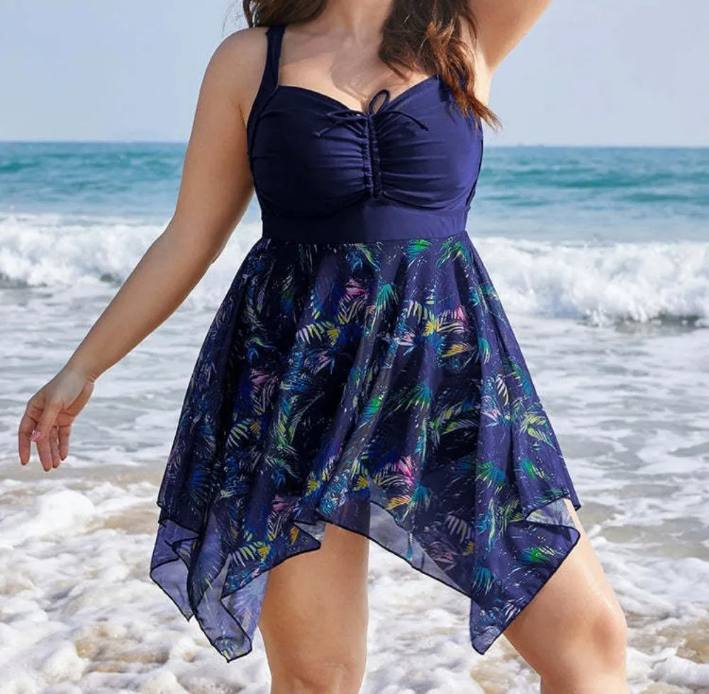 Dames plus size badpak met comfortabel rokje, corrigerend en stijlvol voor elke lichaamsvorm.