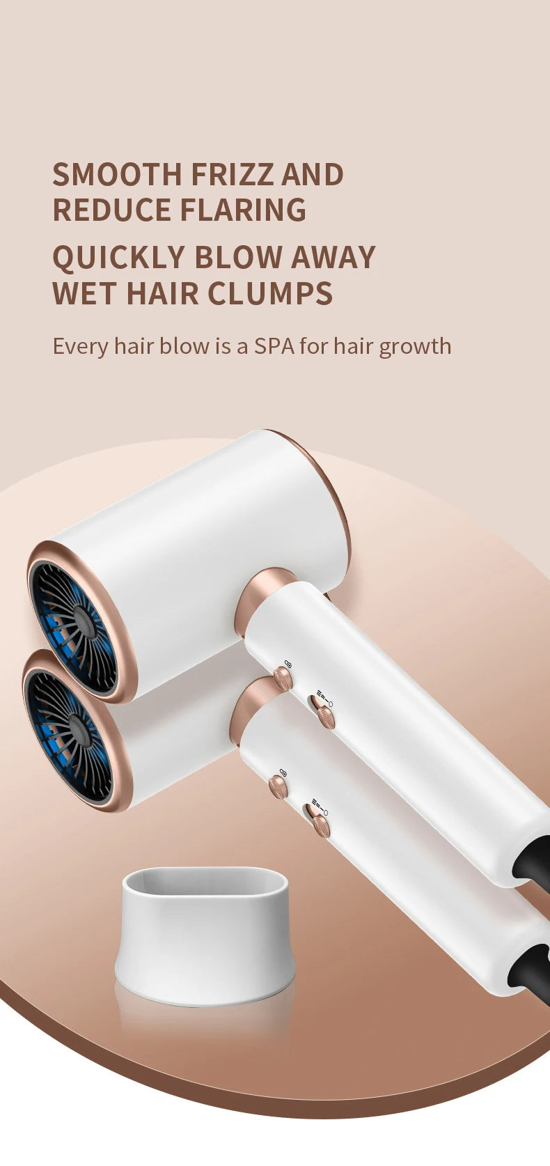 Krachtige 2400W föhn, speciaal ontworpen voor professionele haarverzorging.