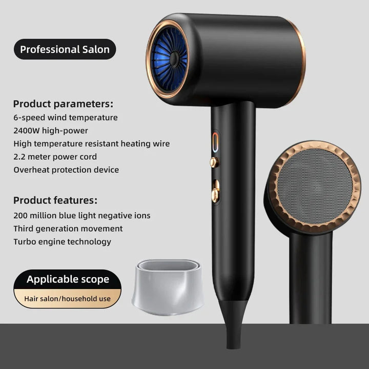 Professionele haardroger 2400W voor snelle droging en een perfecte finish.