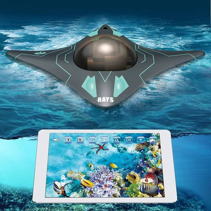 Blauwe RC onderzeeër met ingebouwde HD-camera, ideaal voor onderwaterverkenning en speelplezier voor kinderen.