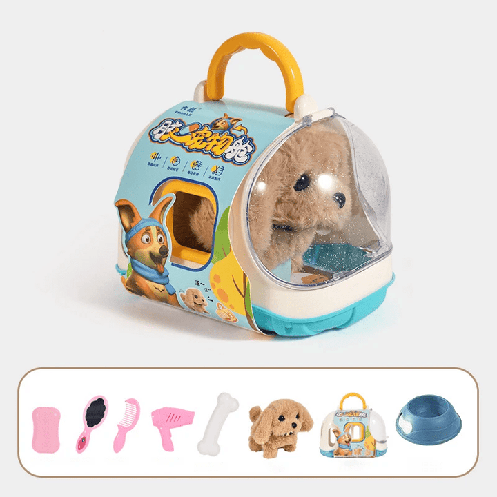 Interactieve pluchen golden retriever met loopfunctie, een realistisch bewegend speelgoed voor kinderen.