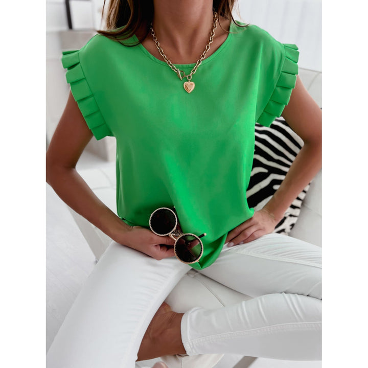 Comfortabele dames blouse met korte mouwen in effen kleur. Ideaal voor zomerse dagen; casual en modieus.