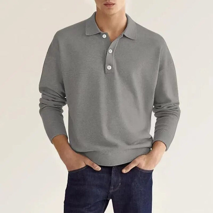 Heren poloshirt met lange mouwen, elegant en comfortabel voor een smart casual look. Stijlvolle herenkleding.