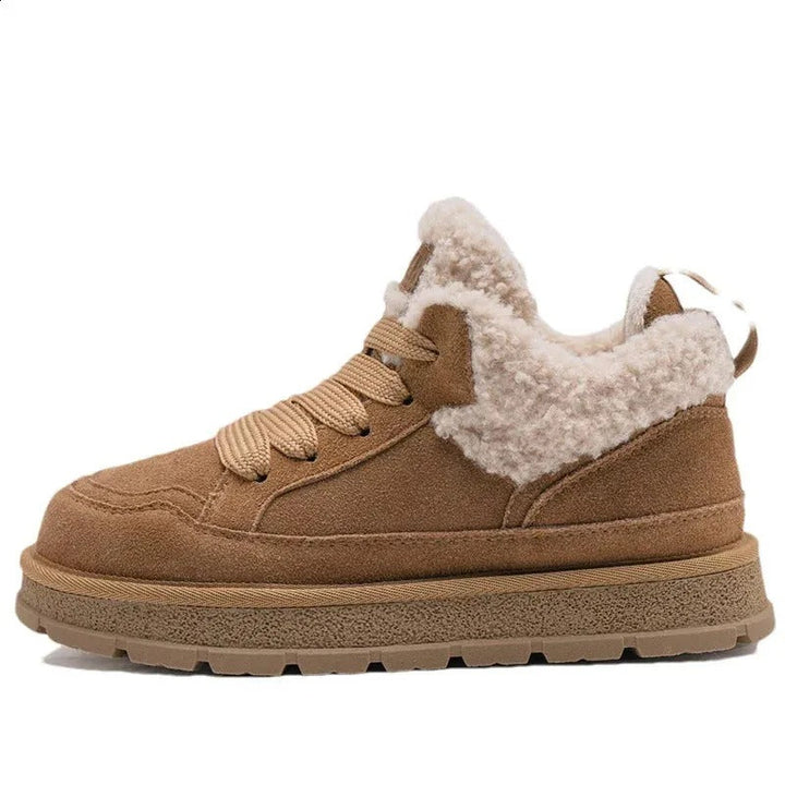 Comfortabele gevoerde damessportschoenen in trendy beige en bruin. Perfect voor de winter en casual stijl.
