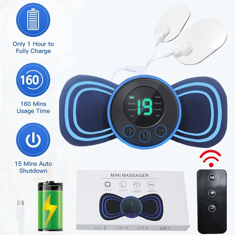 Stijlvolle USB oplaadbare nek massager met afstandsbediening; draagbaar voor ultieme spierverlichting.