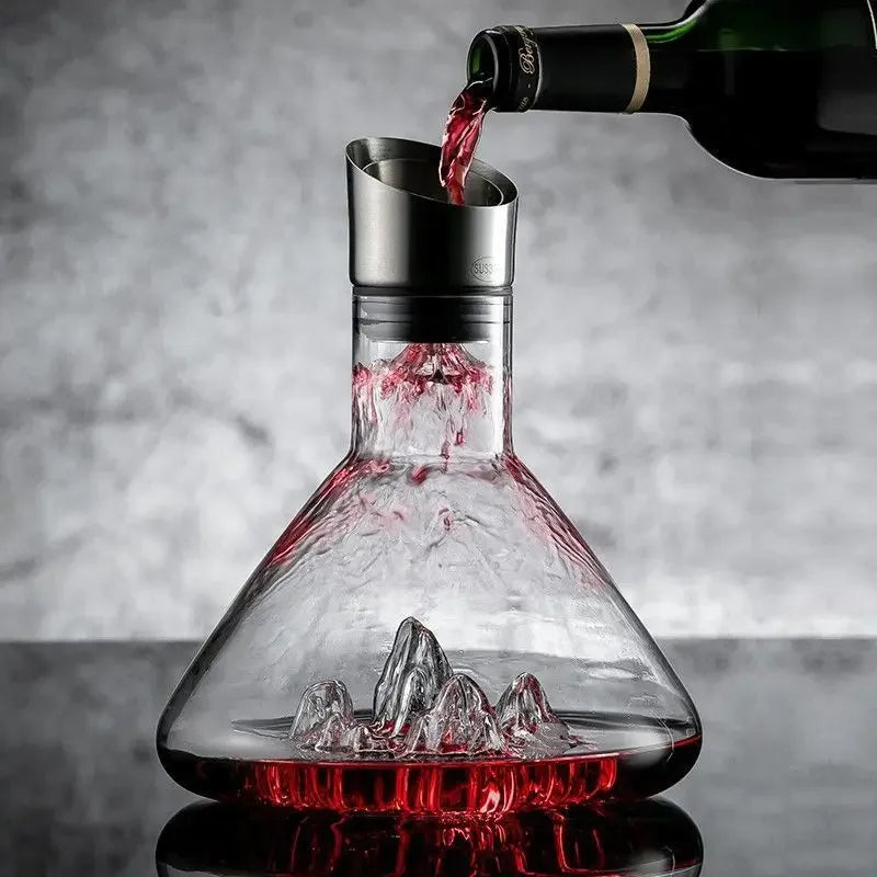 Luxe kristalglas wijnkaraf met ingebouwde aerator, 1500ml decanteerkaraf voor een verrijkte wijnervaring.