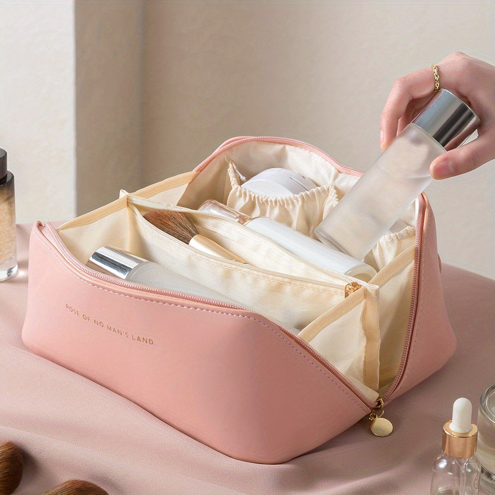 Stijlvolle dames make-up reistas met ritssluiting, duurzame toilettas voor al je beauty benodigdheden op reis.