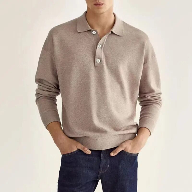 Comfortabel heren poloshirt met lange mouwen, zachte stof. Ideaal voor casual en smart casual gelegenheden.