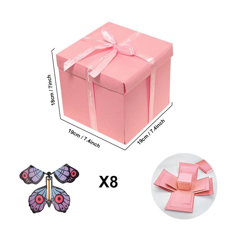 Elegante explosiebox, een creatief cadeau-idee om dierbare herinneringen in te bewaren.