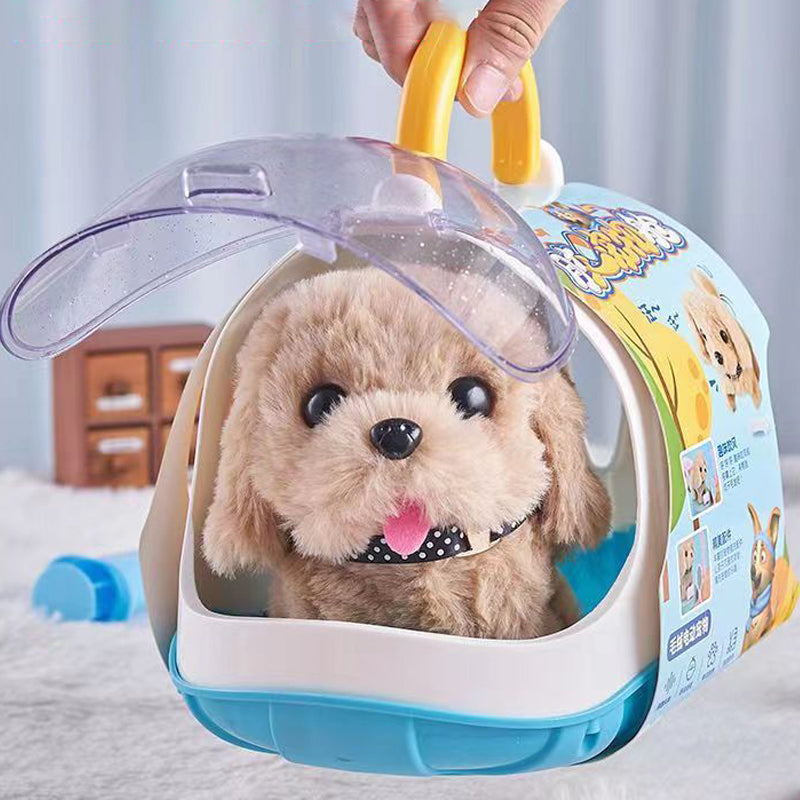 Interactieve pluchen hond met loopfunctie voor kinderen, perfect voor speelplezier en fantasierijk rollenspel.