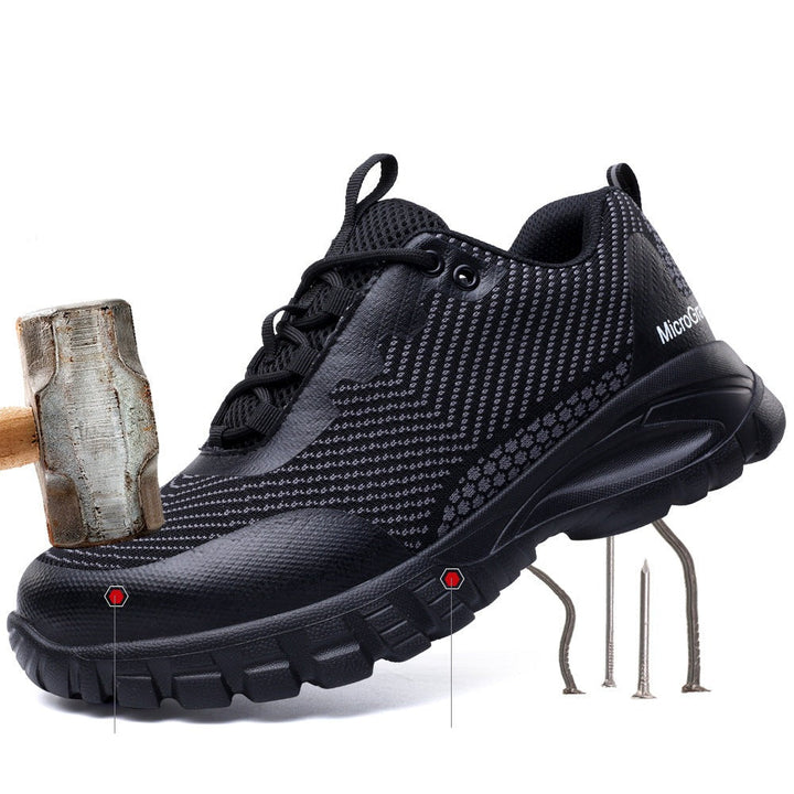 Duurzame antislip heren werkschoenen in zwart, professioneel en beschermend voor intensief gebruik en veiligheid.