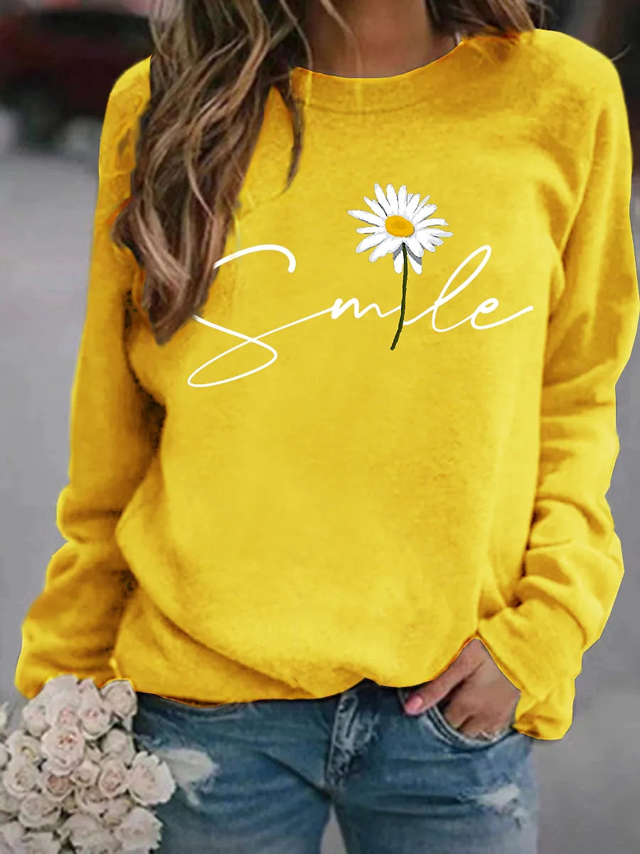 Casual dames trui met opvallende 'smile' print. Deze modetrui biedt ultiem comfort en een vrolijke look.