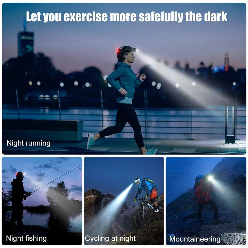 Ergonomisch design LED hoofdlamp, verstelbaar voor comfortabel dragen tijdens alle outdoor activiteiten.