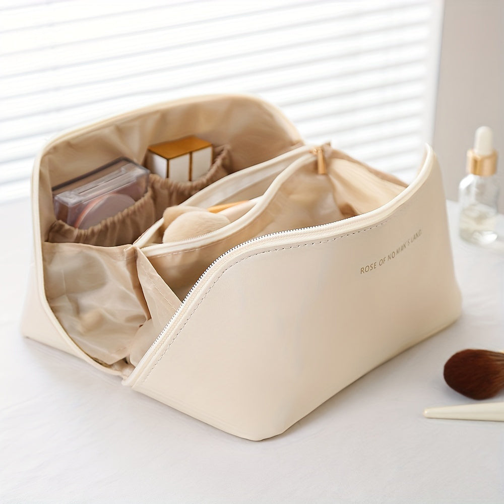 Elegante cosmetica organizer met rits, zwarte make-up reistas voor dames beauty accessoires, praktisch en chic.