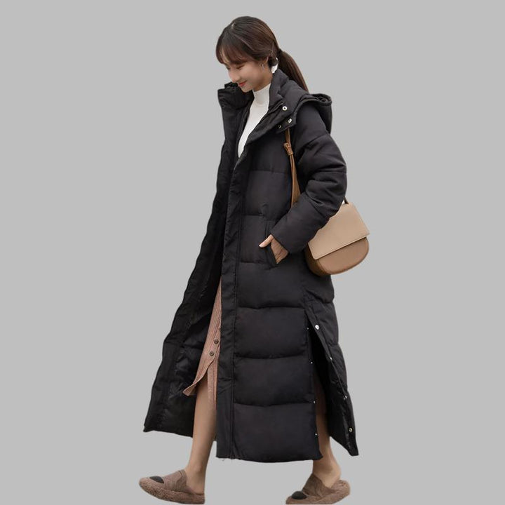 Stijlvolle dames gewatteerde midi parka winterjas, ideaal voor warmte en comfort in de winter.