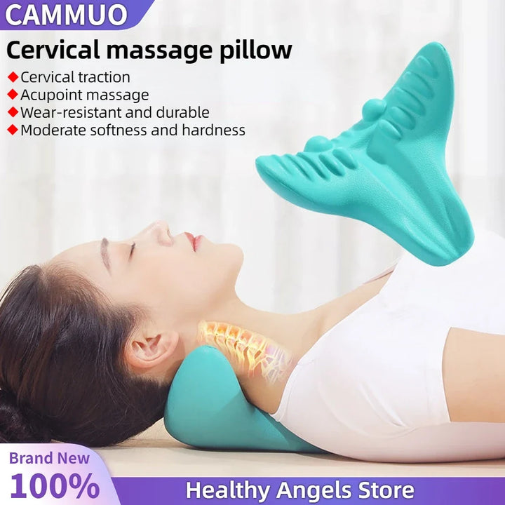 Therapeutisch nek- en schouderkussen voor cervicale tractie, spierontspanning en stressverlichting.