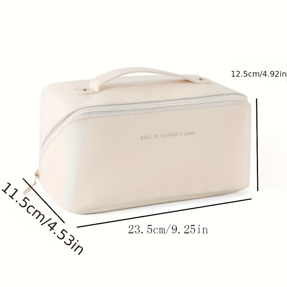 Dames luxe make-up toilettas van PU-leer, ruime reisorganizer met rits, houdt cosmetica geordend.