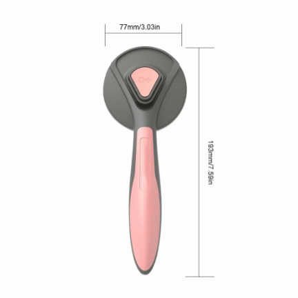 Ergonomische huisdierborstel met antislip handvat, voor een stevige grip tijdens honden- en kattenverzorging.