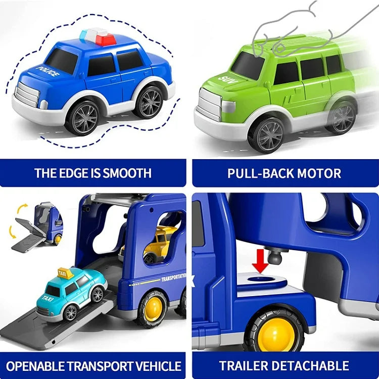 Perfect cadeau: speelgoed transportwagen met realistische licht- en geluidseffecten voor urenlang speelplezier.