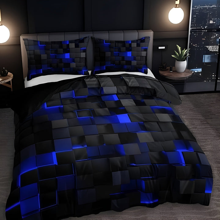 Netjes opgevouwen zachte katoenen bedovertrek set, klaar voor gebruik in elk thuisinterieur.